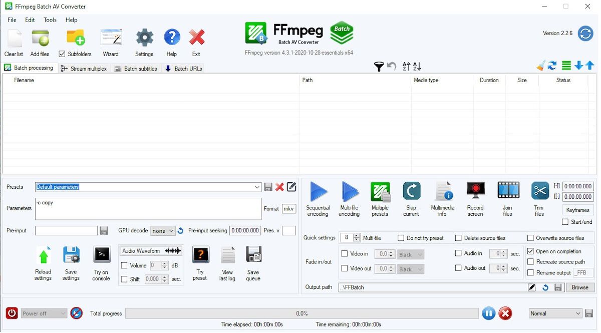 FFmpeg audacity plugin home screen