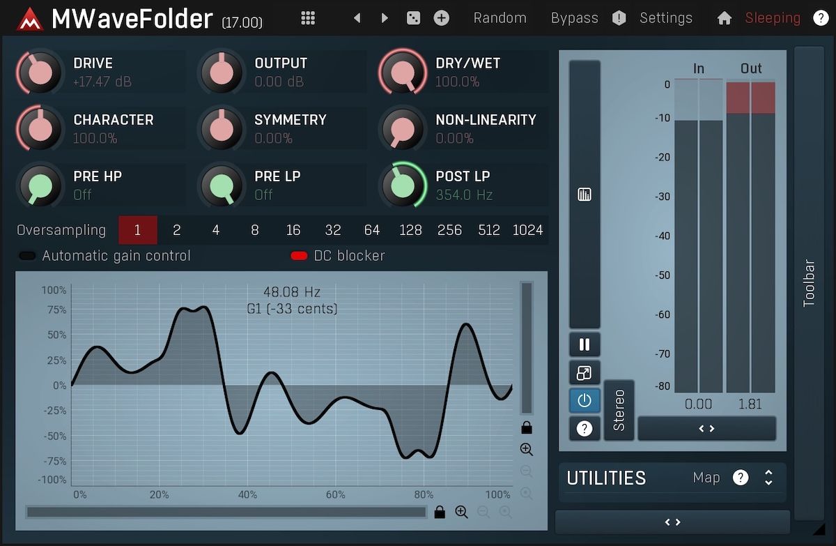 MWaveFolder plugin user interface  from the MFreeFX Bundle